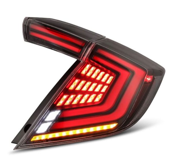 AlphaRex 16-21 Honda Civic Hatchback  Type-R FK8 Nova-Series LED Tail Lights (Pair) - Alpha Black Online now