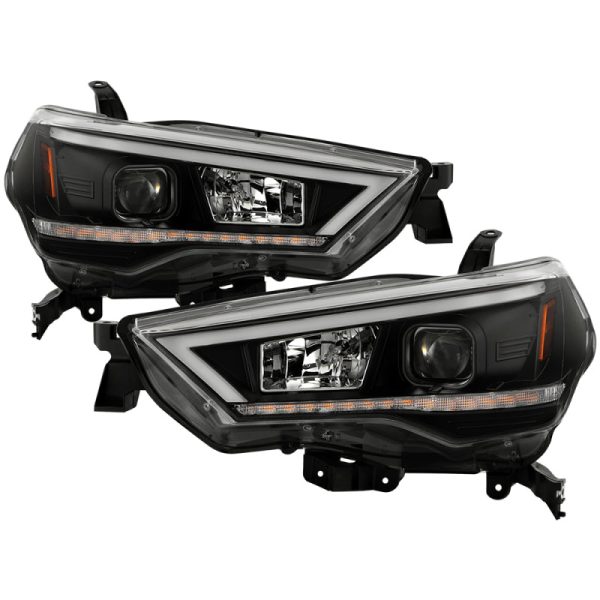 Spyder 14-20 Toyota 4Runner Projector Headlights w Seq. LED Turn Sig. LED White Light Bar Park Light Supply