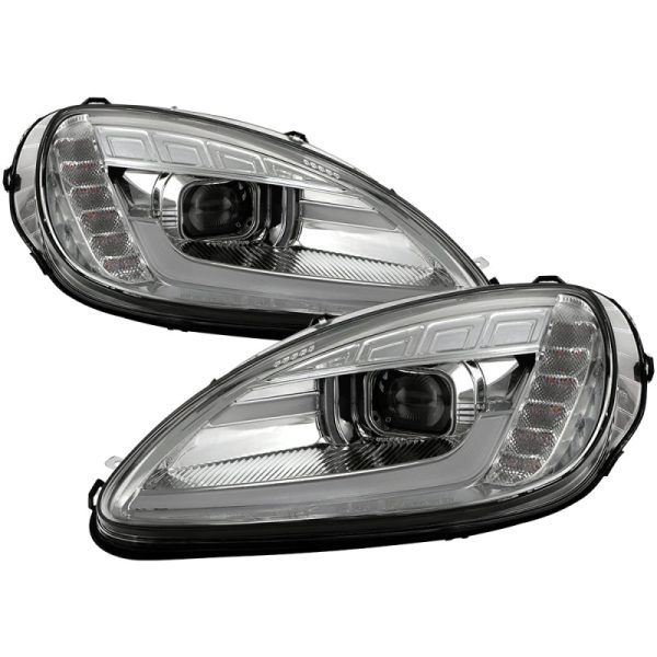 Spyder 05-13 Chevy Corvette C6 Projector Headlights Seq LED Turn Signal w SB DRL Parking Light For Cheap