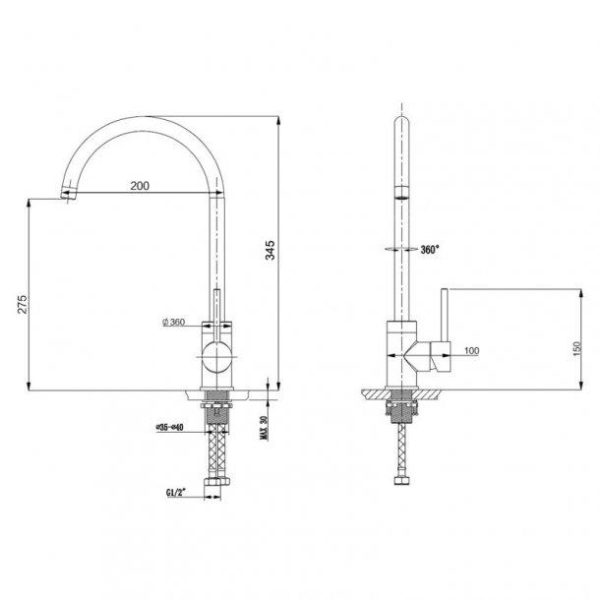 Round Chrome Standard Kitchen Mixer Tap Online