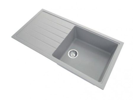 1000 x 500 x 220mm Carysil Concrete Grey Single Bowl With Drainer Board Granite Kitchen Sink Top Flush Under Mount Supply