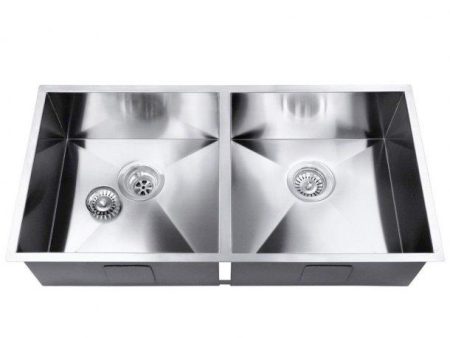 1.2mm Handmade Double Bowls Top Undermount Kitchen Sink 865x440x200mm Online Hot Sale