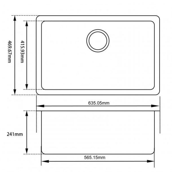 White Granite Quartz Stone Undermount Kitchen Sink Single Bowl 635*470*241mm Online Sale