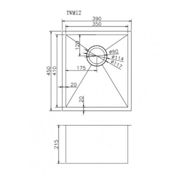 390x450x215mm 1.2mm Handmade Top Undermount Single Bowl Kitchen Sink Fashion