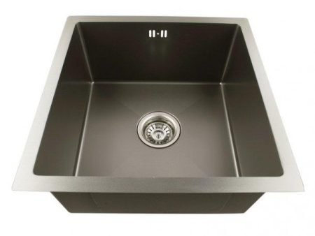 1.2mm Dark Grey Stainless Steel Handmade Single Bowl Top Undermount Kitchen Laundry Sink 440x440x205mm Online now