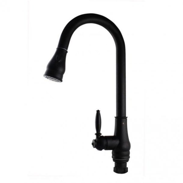 Round Black Vintage Pull Out Kitchen Sink Mixer Tap Discount