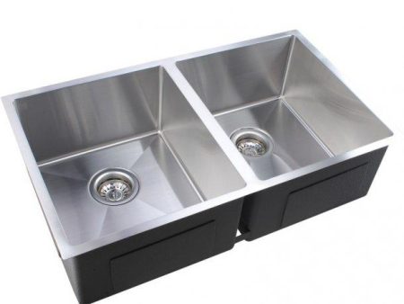 1.2mm Handmade Double Bowls Top Undermount Kitchen Laundry Sink 770x450x215mm Discount